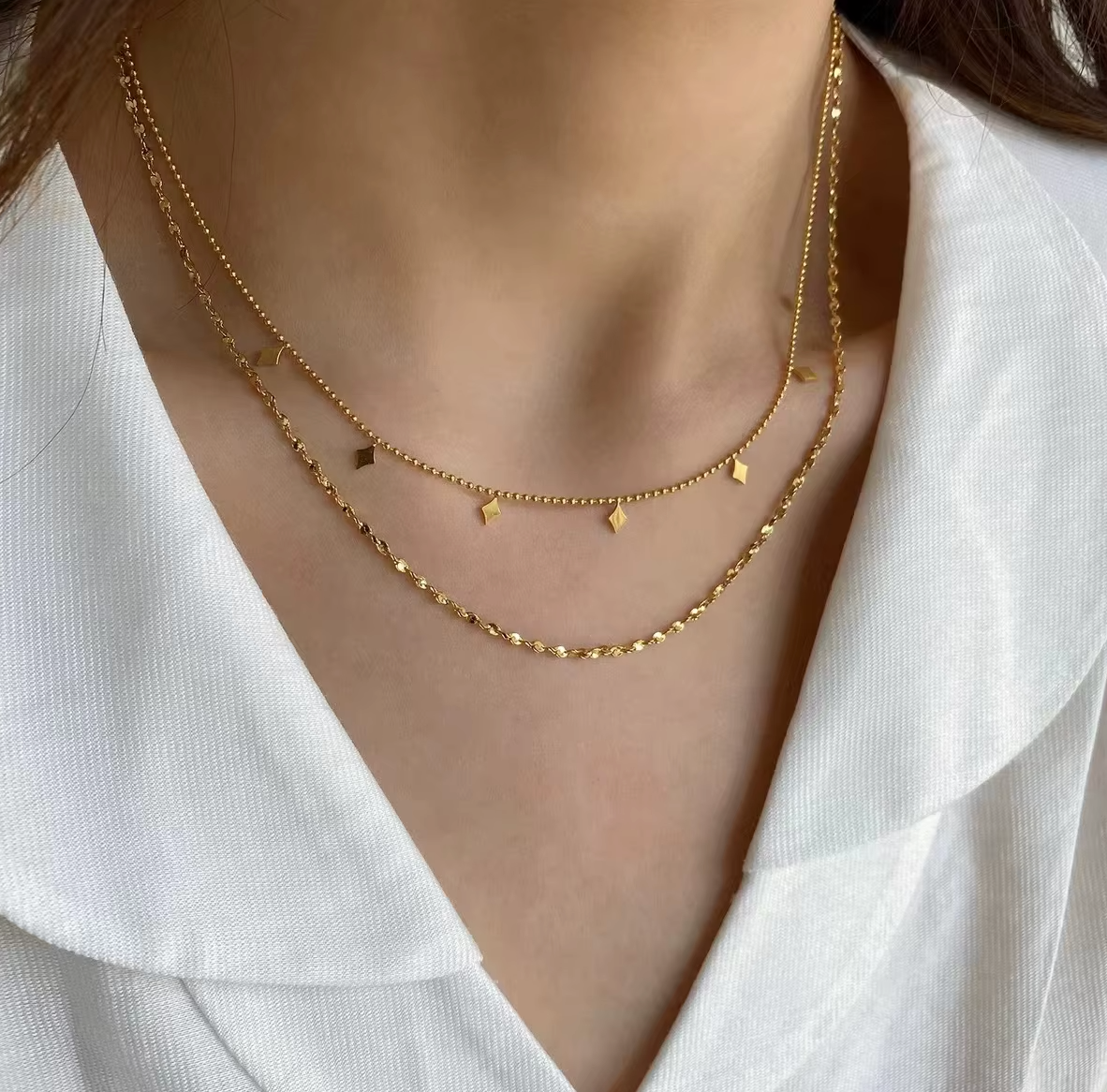 Diamond Drop Duo Necklace