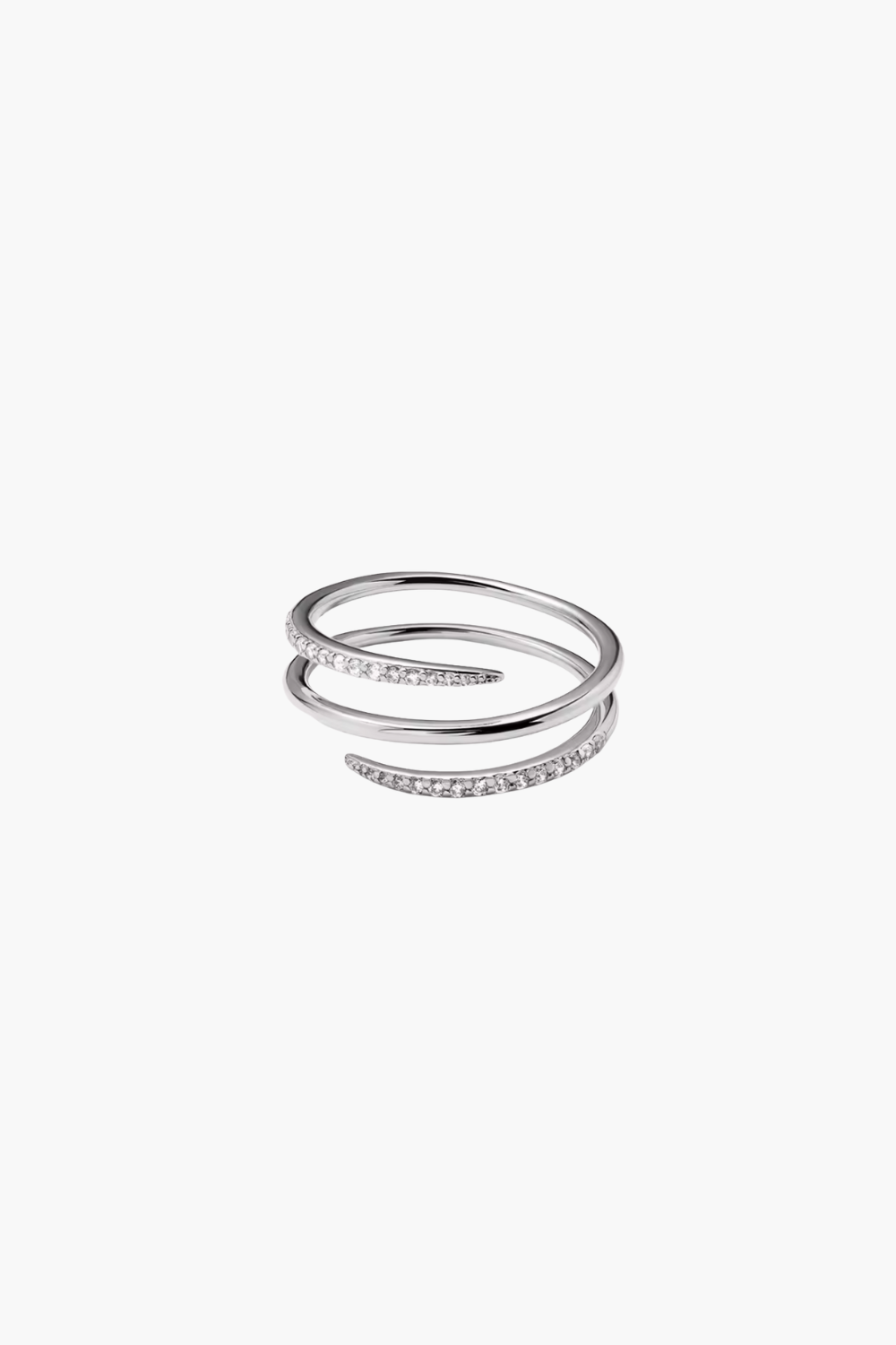 Spiral Zircon Ring - Silver