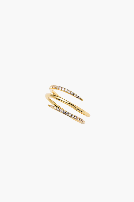Spiral Zircon Ring - Gold