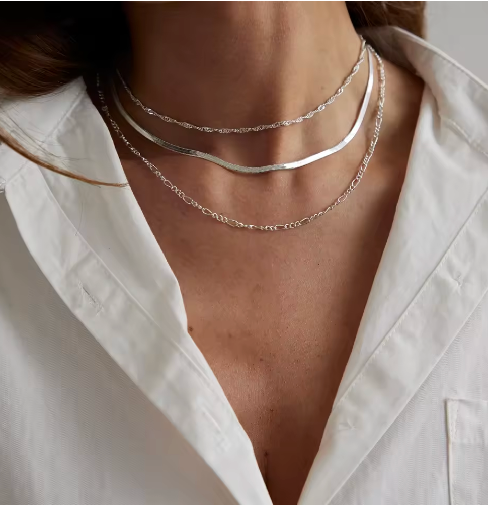 Silver Lines Set Necklace