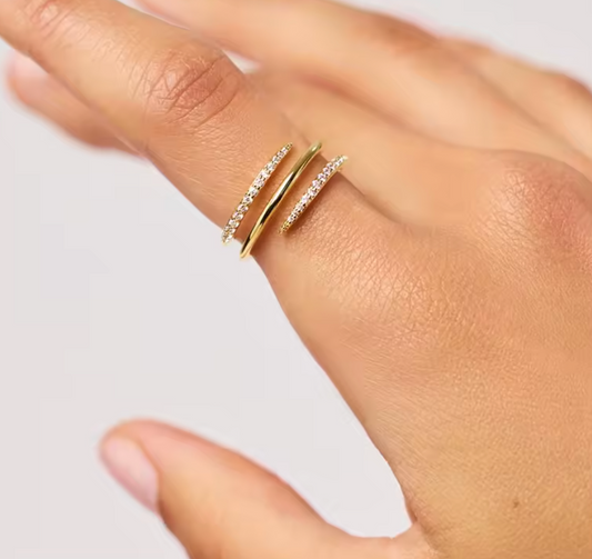 Spiral Zircon Ring - Silver