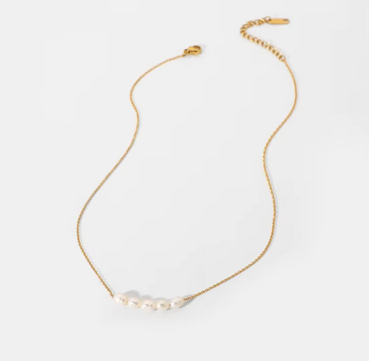 Five Pearl Bar Necklace