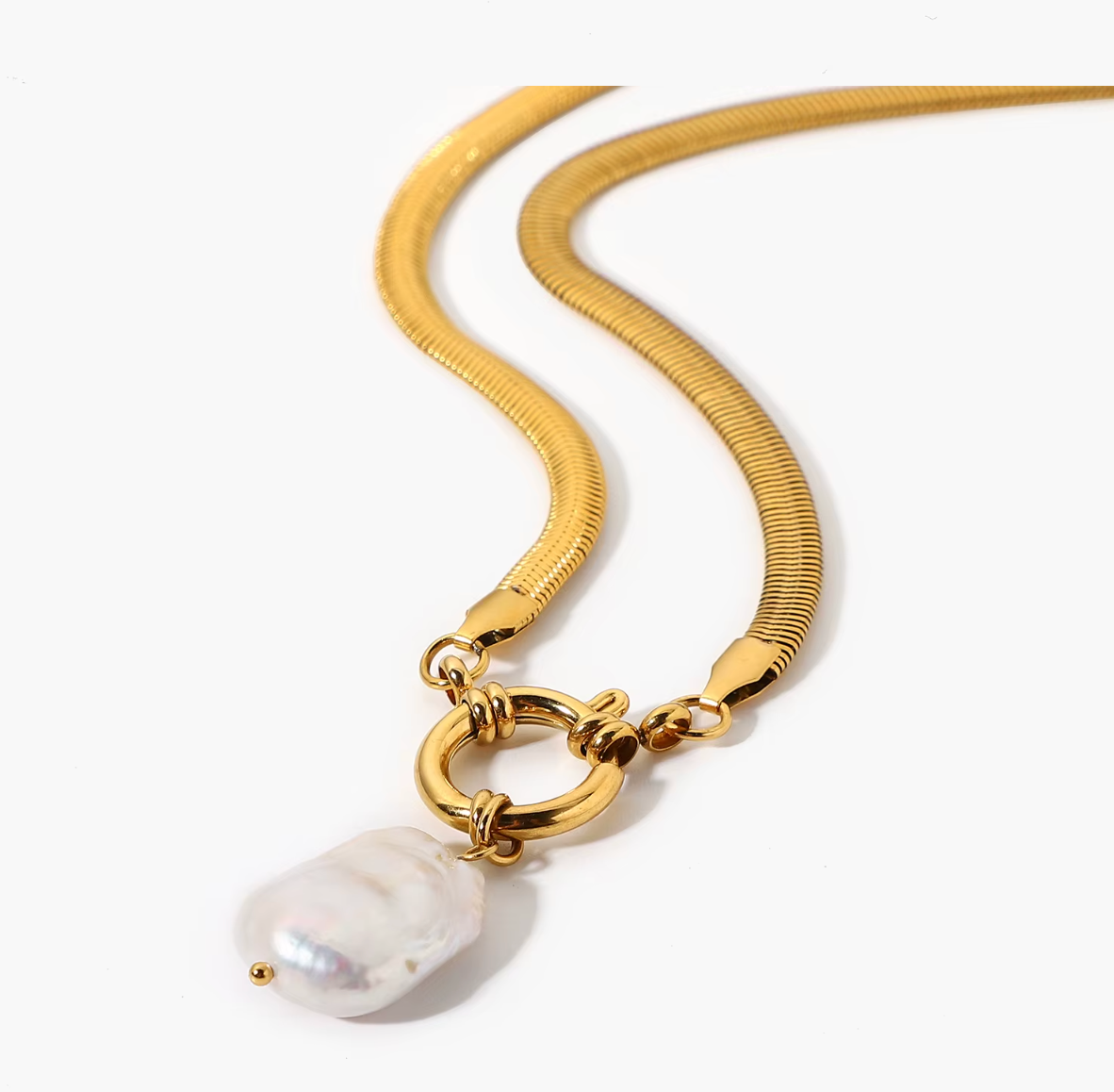 Luxe Serpent Pearl Necklace