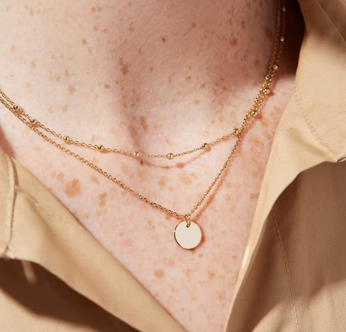 Gold Disc Layers Necklace