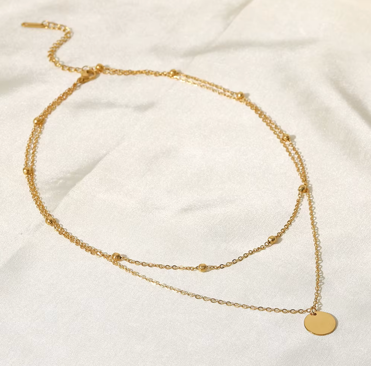 Gold Disc Layers Necklace