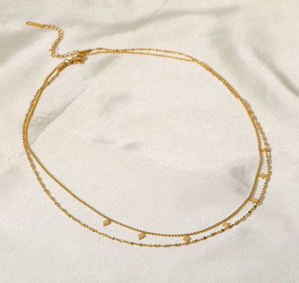 Diamond Drop Duo Necklace