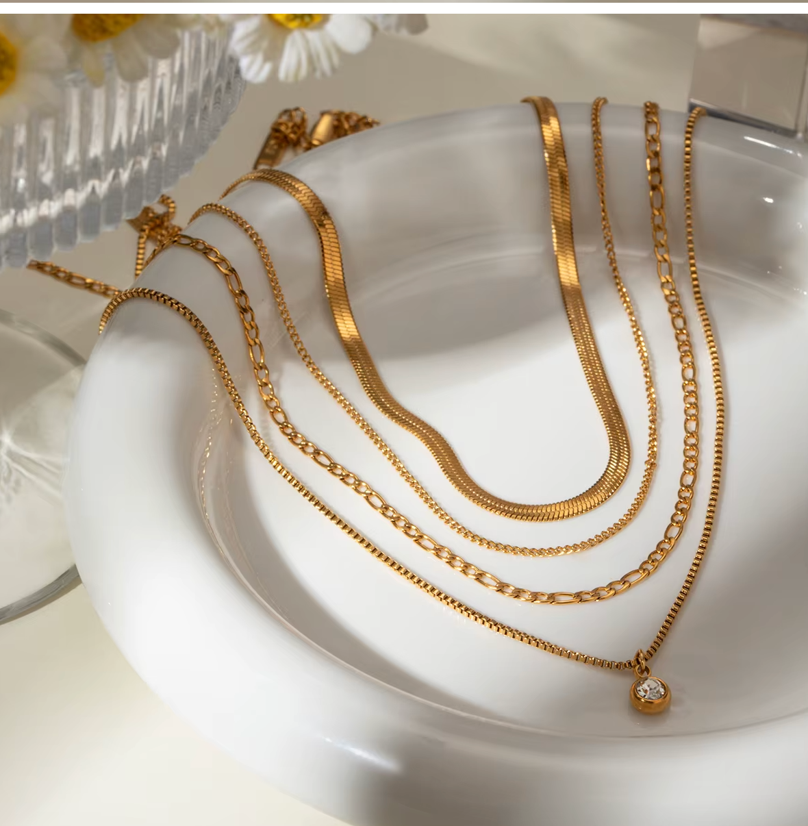 Crystal Glow Layers Necklace Set