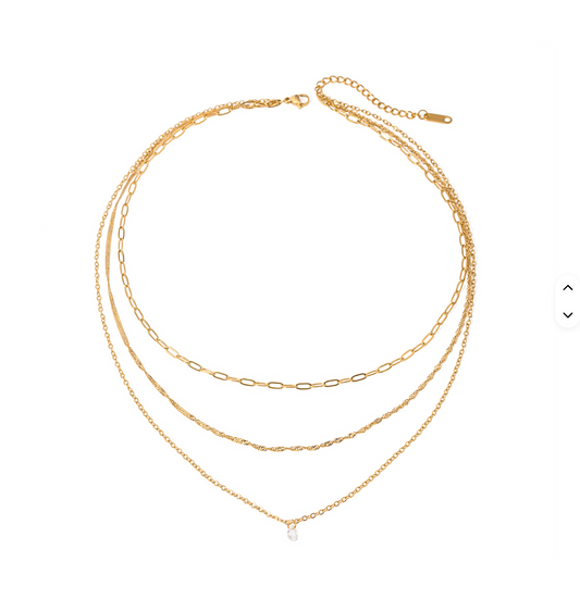 Crystal Drop Layers Necklace