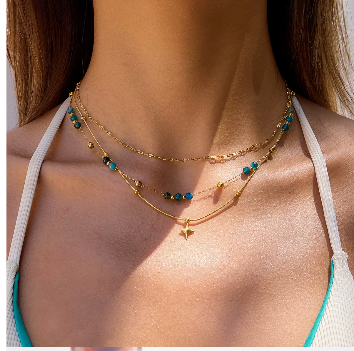 Blue Star Layers Necklace