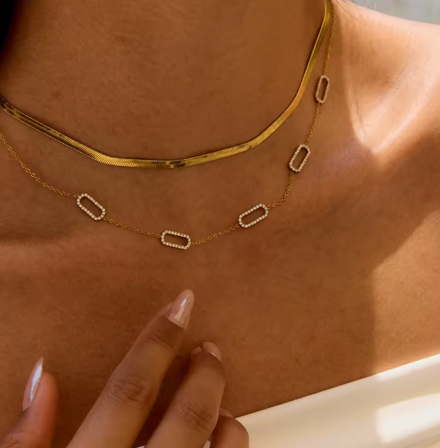 Golden Spark Links Necklace