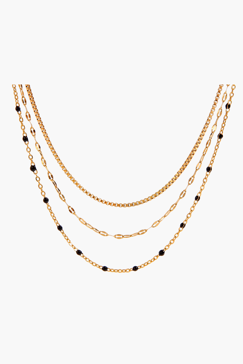 Black Beads Layers Necklace