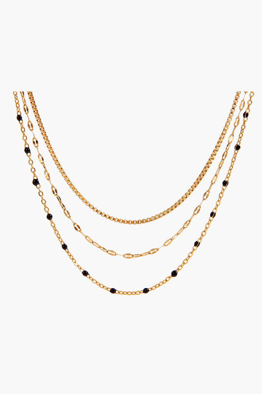 Black Beads Layers Necklace