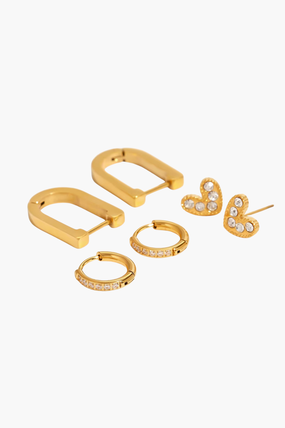 Golden Mixed Shapes Earrings Set