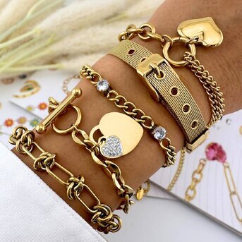 Bracelet " Heart " Plaqué or